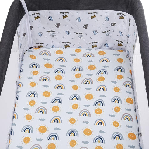 4 Pack 18 36 Inch,Stretchy Bassinet Sheet Cradle Sheet Fitted x Ultra Soft Sun/Forest Deer/Space/Dinosaur