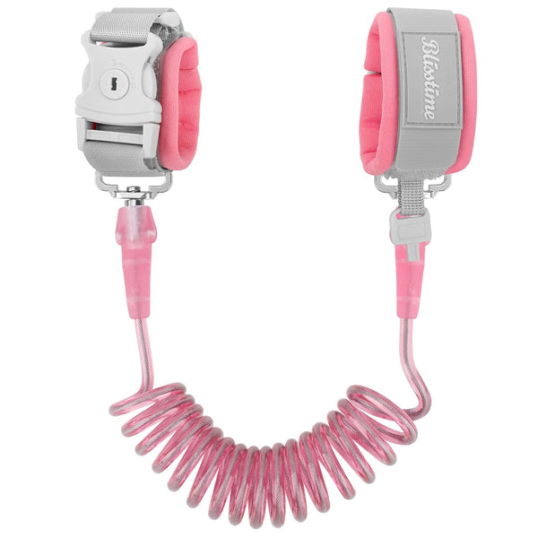 Blisstime Toddler Leash - Anti Lost Wrist Link with Key Lock, Upgraded Baby Leash for Kids (4.9ft/1.5m, Pink)