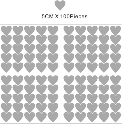 2 inch x 100 Pieces DIY Heart Wall Decal Vinyl Sticker, Removable Nursery Decoration for Kids Bedroom (Gray)