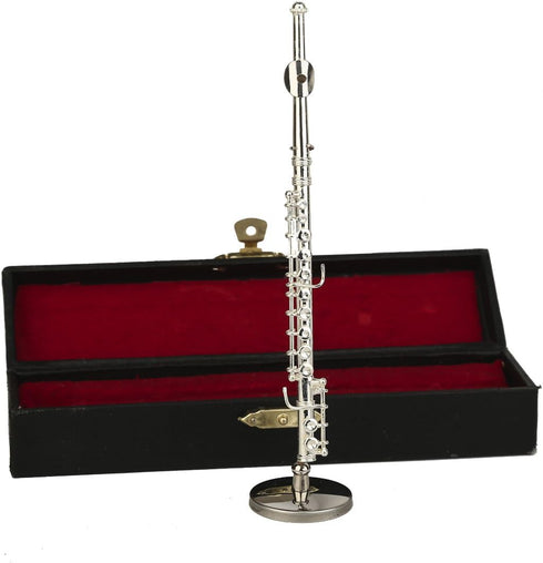 Dselvgvu 5.39") Miniature Flute with Stand and Case Brass Mini Musical Instrument Flute Replica Collectible Figurines