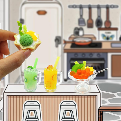 DSHMIXIA Set 8+ Set) DIY Mini Cream Foods Toy Making Material Kit Kitchen Pretend Play Food for Kids Age Make Your Food