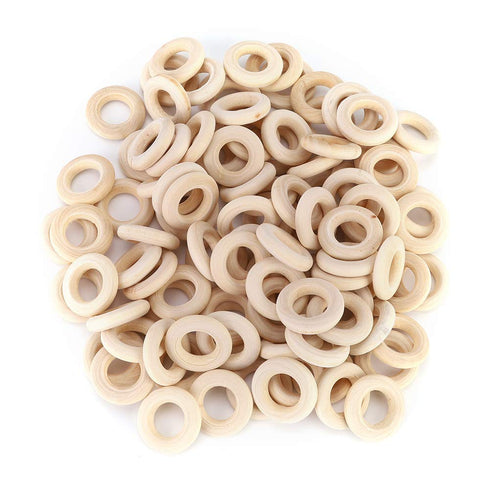 Generic 100Pcs Wooden Rings Set, 25mm Wooden Ring for Hanging Decorations Pendant Teethers