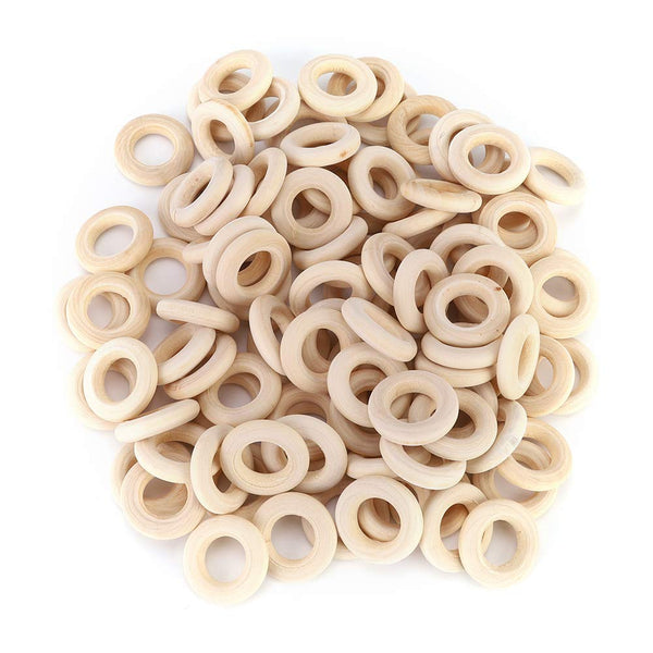 Generic 100Pcs Wooden Rings Set, 25mm Wooden Ring for Hanging Decorations Pendant Teethers