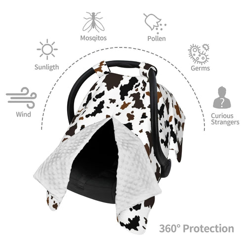 Yobvec Western Cow Print Baby Car Seat Canopy Cover Multi Use Nursing Cover for Mom Nursing Covers Newborn Cow Print