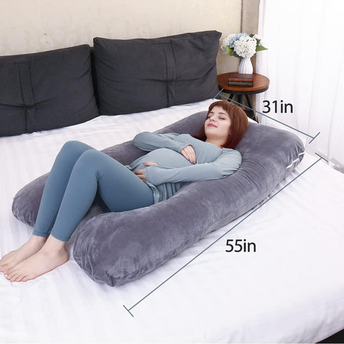 MOON PINE Pregnancy Pillow, U Shaped Full Body Pillow for Maternity Support, Sleeping Pillow with Cover for Pregnant