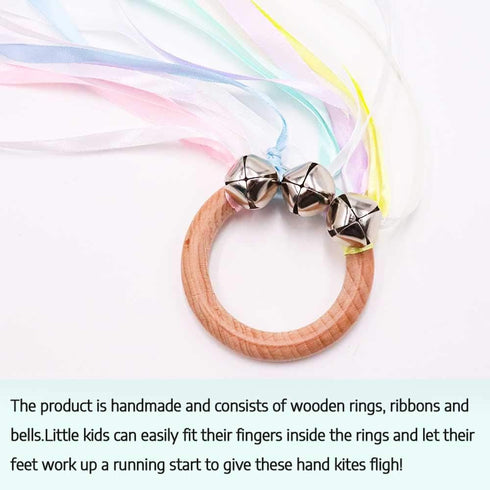 TANOFAR Montessori Hand Kite - Baby Sensory Ribbon Toy, Waldorf Wooden Toys for Toddlers, Rainbow