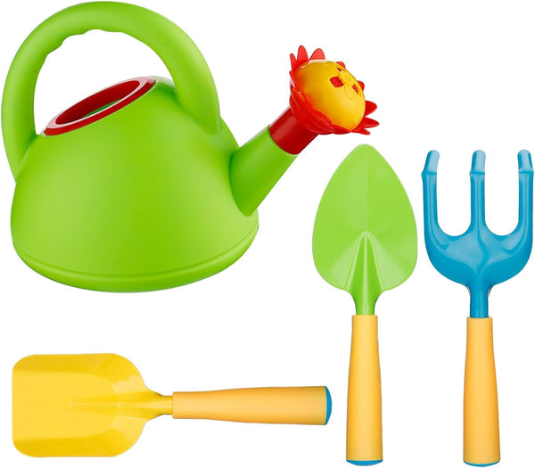 Biubee Kids Gardening Tools Set - Watering Can Toy, Shovel, Hand Rake, Metal with Sturdy Plastic Handle, Garden Toys