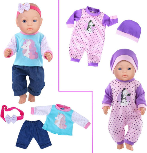 10 Sets 14-17 Inch iBayda Baby Doll Clothes and Accessories Include Rompers Outfits Hat Headbands for New Born Baby