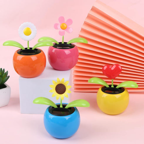 4 Solar Dancing Butterfly Toy Solar Powered Dancing Sun Flower in Colorful Pots, Animated Bobblehead Dancer Window Decor