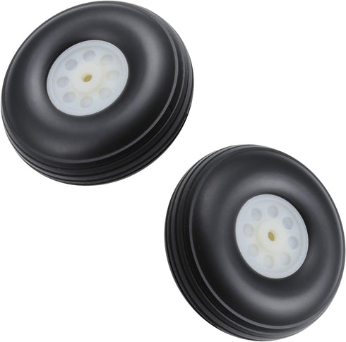 RC Airplane Rubber Tire and Wheel Sets, 2.25 Inch Plastic Hub Wheels for RC Model Aircraft (2PCS)