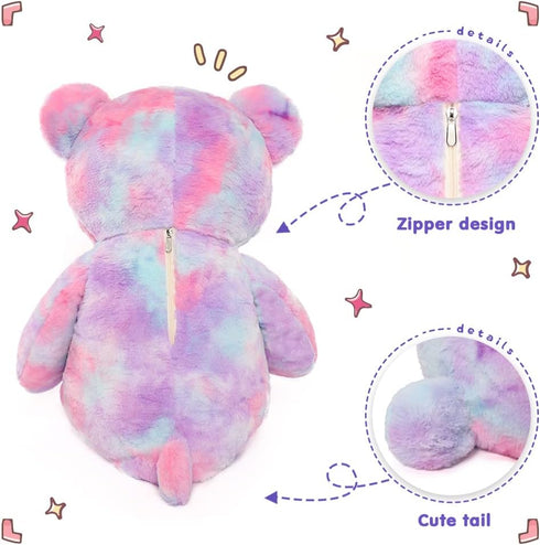 Tezituor 40in Giant Teddy Bear, Big Stuffed Animal Plush, Rainbow Purple Soft Gifts for Baby Shower, Birthday