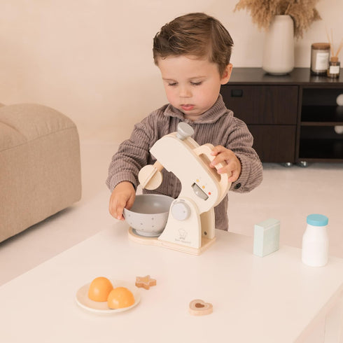 Wooden Mixer Set by New Classic Toys - Pretend Play Toy for Kids Cooking Simulation, Educational Toy for Preschool Age