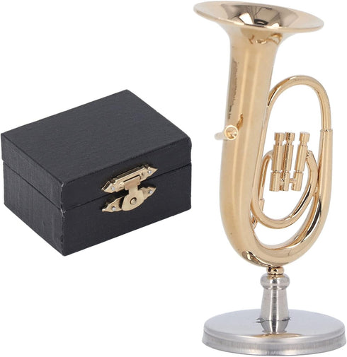 Dollhouse Musical Instruments Miniature Brass Euphonium, Tiny Accessory for Mini Music Room