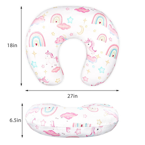 Unicorn Baby Car Seat Strap Covers & Nursing Pillow Cover - Soft Organic Knit