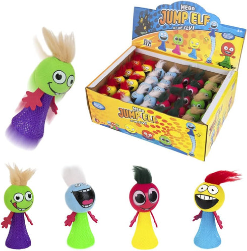 PROLOSO 40 Pcs Jumping Toys, Popper Spring Launchers, Bouncy Ball Hair Man