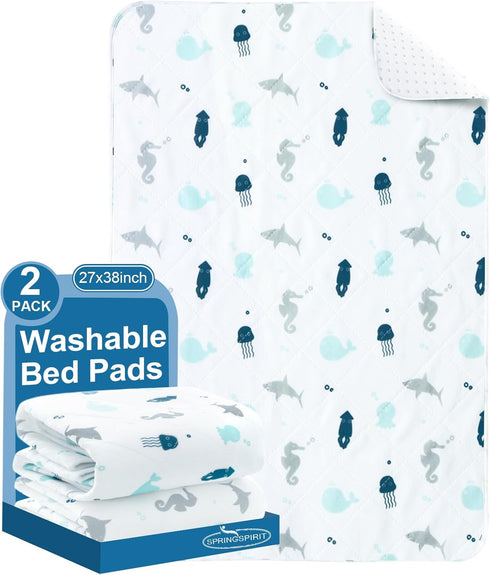 2 Pack, Incontinence Bed Pads Bed Pads Washable Waterproof, Pee Pads for Kids, Adults, Elderly, and Pets, Bed Wetting