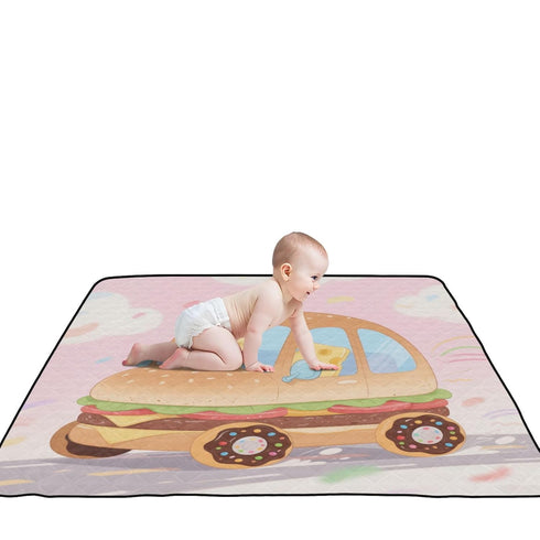 siphylline Cozy 50'' 50'' Funny Food Car Cartoon Cute Foldable Baby Activity Play Mat for Floor Breathable Playroom