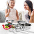 Kids Mini Cooking Toys Set - 11Pcs Pretend Play Kitchen Accessories with Stainless Steel Pots, Pans, and Utensils