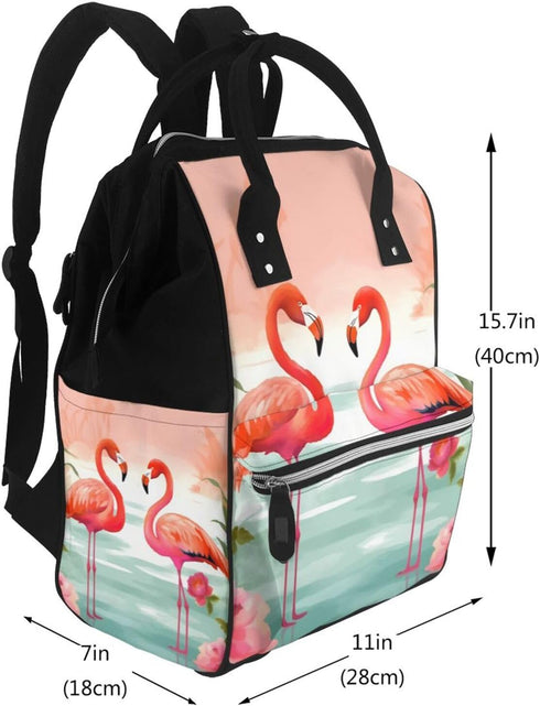 DWVTSLH Backpack Mummy Backpack Two Red Flamingos Diaper Bag Multifunction Nappy Bags Waterproof Large Capacity Travel