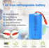 KBT 7.4V 2600mAh Li-ion Rechargeable Battery Pack, Red JST-2P Plug for Electronics, Toys, and RC Vehicles