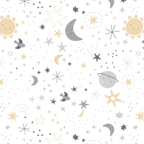Little Star White Celestial Microfiber Fitted Crib Sheet by Bedtime Originals