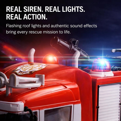Liberty Imports RC Rescue Fire Engine Toy Truck Radio Control Electric R/C Fire Truck with Lights, Sound, Working Water