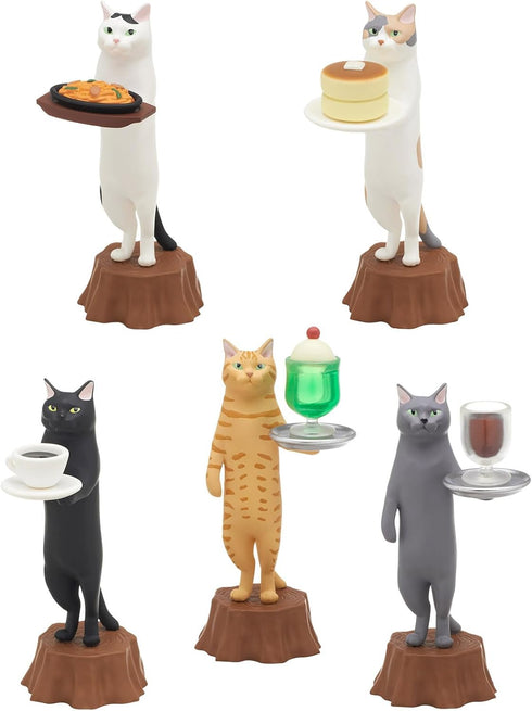 Kitan Club Cat Cafe Plastic Toy - Blind Box with 1 of 5 Collectable Figurines, Authentic Japanese Design