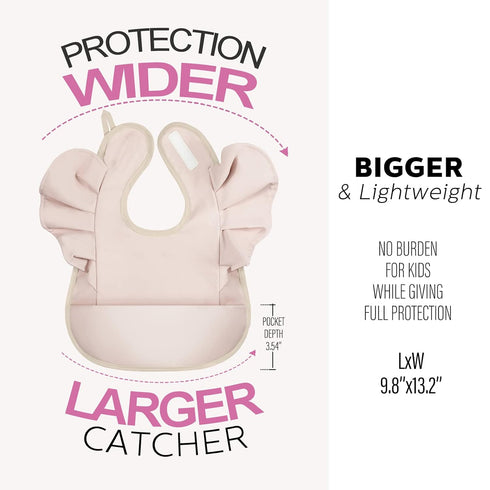 3 JaGely Pcs Baby Food Bib for Eating Waterproof Washable Toddler Bib Soft Feeding Apron with Food Catcher for Toddler