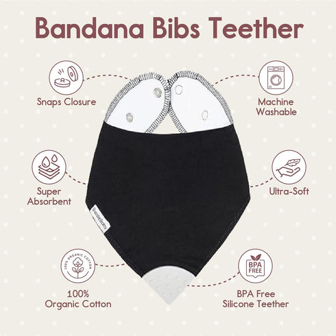 4-Pack Bazzle Baby Bandana Teething Bib Double layer Drool Bibs for Boys & Girls, Silicone Teether for Teething Relief