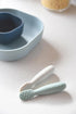 BEABA Set of 2 Silicone Pre-Spoons for Babies 4-8 Months, Ultra-Soft Silicone Spoons for Self Feeding, Sage/Grey