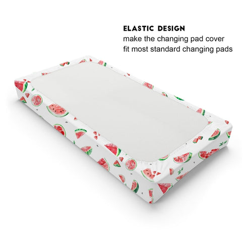 Watercolor Watermelon Changing Pad Covers, Soft Breathable Stretch Fitted Baby Changing Table Pad Mats for Boy Girl,