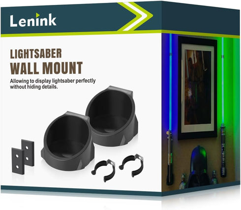 Lenink 2 Pack Lightsaber Wall Mount Holder Rack, Compatible with Galaxy's Edge and Most Lightsabers (Black)