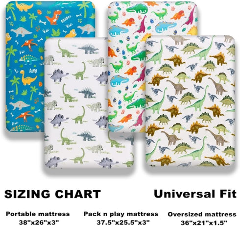 FIGEPO 4 Pack Pack Pack Baby Boy N Play Mini Crib Sheets Soft Fitted Baby Boy Mattress Covers Construction Truck