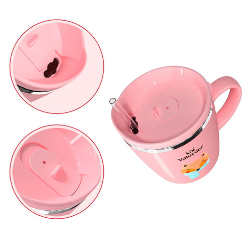 Baby Kids Toddler Sippy Cup Mug for Milk, Stainless Steel Trainer Straw Cup with Lid, Fox, 7oz