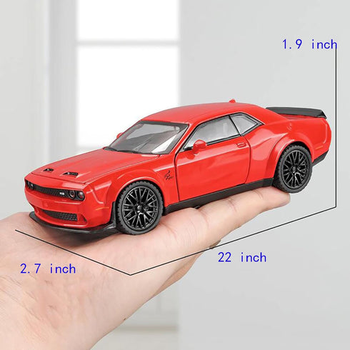Toy Cars 1/32 Dodge Challenger Die Cast Metal Toy Cars, Hellcat with Sound and Light for 3+ Year Old Boys