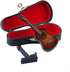 Dselvgvu Wooden Miniature Guitar with Stand, Brown Model for Dollhouse Decoration, 3.93"x1.42"x0.56"