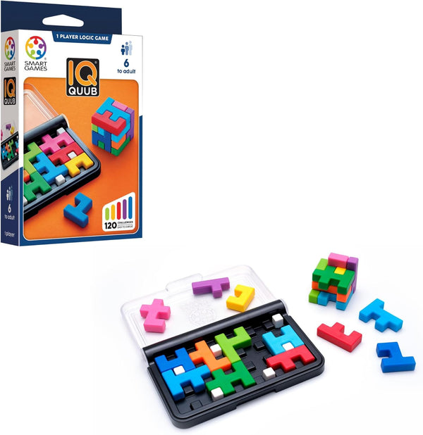 SmartGames IQ Quub 2-in-1 Travel Logic Puzzle & 3D Cube Building Game