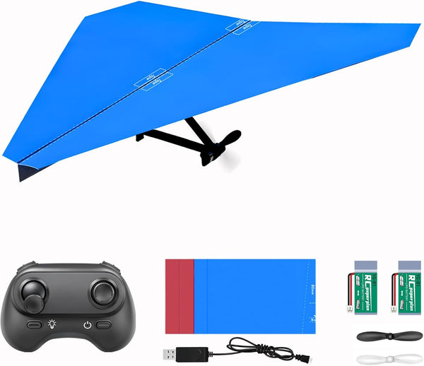 HAWK'S WORK RC Paper Plane, Remote Control Airplane Kit with Colored Papers,