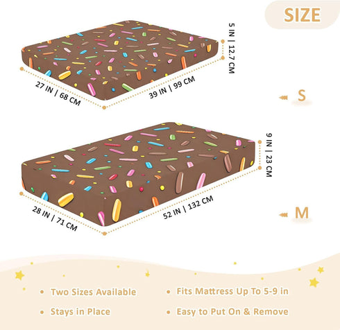 CZXW 52" 28" Colorful Sprinkles Chocolate Crib Sheets Fitted x Natural Cotton Soft & Breathable for Baby Crib Mattress