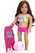 Sophia's Bubble Bikini and Beach Accessories Set, 5 Piece Set for 18" Dolls, Includes Bodyboard and Water Bottle