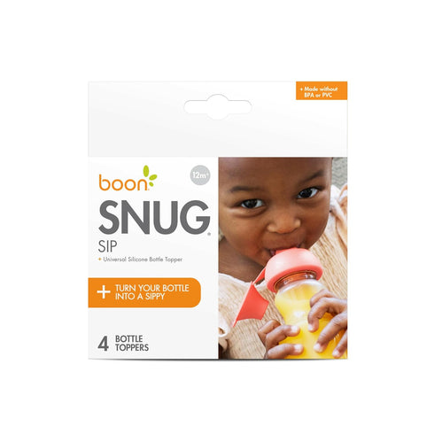 4 4 Boon Snug Sip Universal Water and Juice Silicone Bottle Toppers - Soft Spout Conversion Caps with Spill Proof