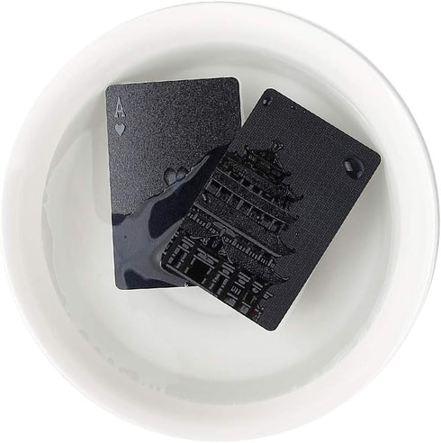 Luxury Black Playing Cards - Plastic Poker Cards Standard Size 52+2 (Black Tower)