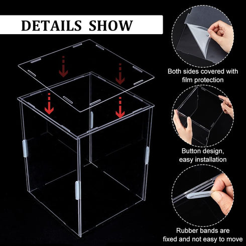 FINGERINSPIRE Mini Helmet Display Case, 6.5x6.5x8.1 inch Clear Acrylic Dustproof Box with 13 Rubbers for Basketball