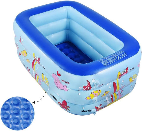 51" 33" 21" Swimming Inflatable Kiddie Pool, x x Higher Kids Pool for Indoor or Outdoor, Ocean World Inflatable Bathtub