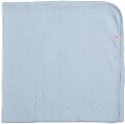 love lines blue organic cotton pointelle baby blanket