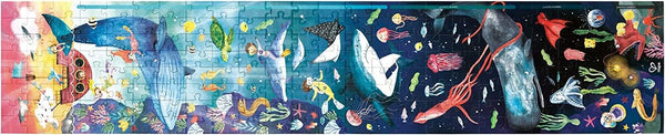 Hape Ocean Life Puzzle - 1.5 Meter Long | 200 Pieces Colorful Giant Glow-in-The-Dark Marine Life Jigsaw for Children 6+