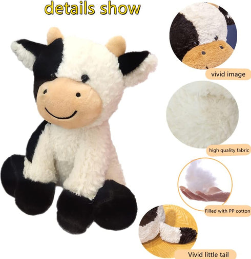 NatureMan 9 inches Cow Stuffed Animal Simulation Soft Plush Cute Cow Doll for Boys Girls Great Birthday Gift