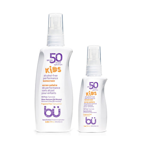 BU SPF 50 Fragrance Free Kids Sunscreen Spray for Face and Body,