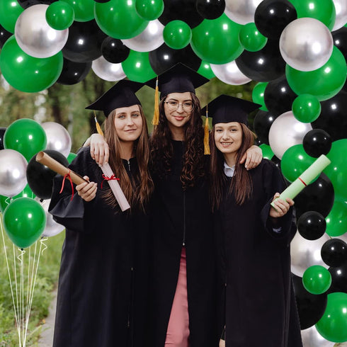 Green Black Silver Balloon Garland Arch Kit, Metallic Balloons for Video Game Birthday Decorations