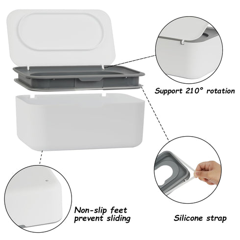 Wipes Dispenser, Wipe Holder for Baby & Adult, Seposeve Refillable Baby Wipe Container, Keeps Wipes Clean. Non-Slip